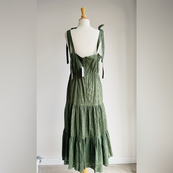 NWT JASON WU Tiered Eyelet Midi Dress in Guac | 12 - Picture 6 of 7